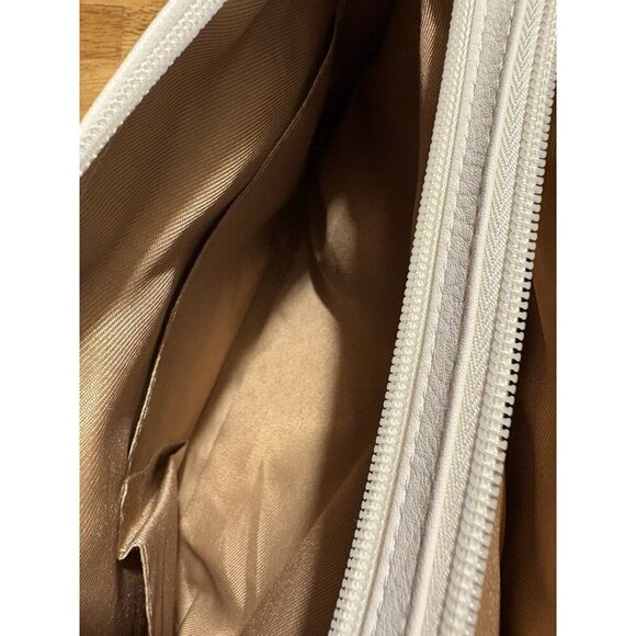 STONE & CO. Shoulder Bag White Faux Leather Multicolor Woven Straw Purse Boho - Picture 12 of 16